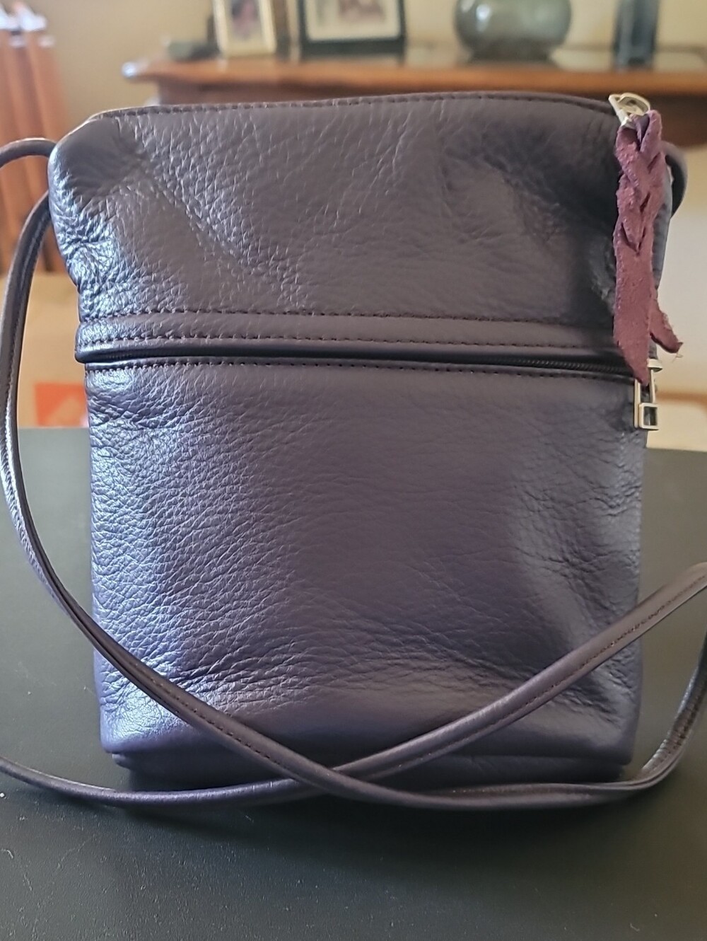 Sven Leather Crossbody Bag in Plum